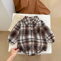 【BA883】日系學院風格紋襯衫帥氣連身包屁衣(2色)_1