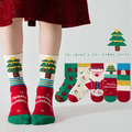 【SB092】童襪｜韓版蘋果聖誕樹中筒襪(5雙1組)