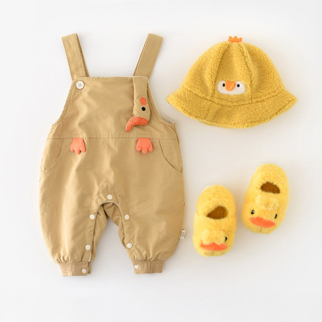 【BR006】小鴨呱呱鋪棉吊帶褲