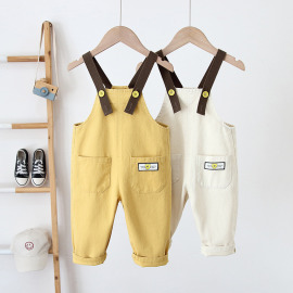 【BR015】韓版布丁色口袋吊帶褲(2色)