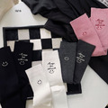 【S265】日系笑笑字母刺繡中筒襪(4色)_1
