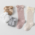 【SB099】童襪｜韓版純色蝴蝶結透氣高筒襪(6色)