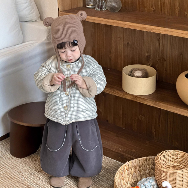 【BO131】日系格子加厚鋪棉長袖外套