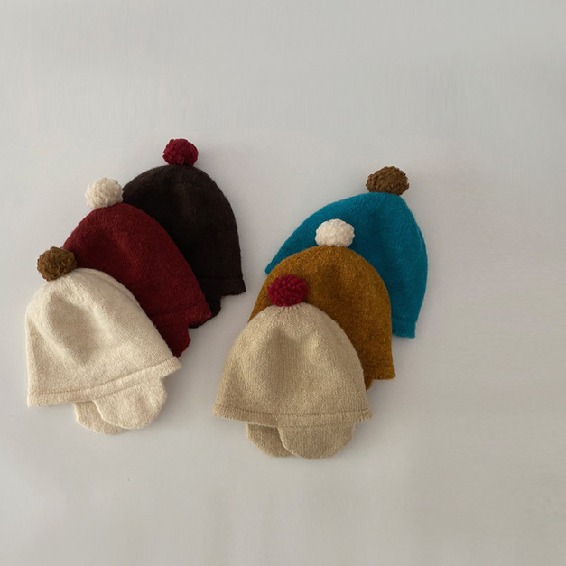 【BH036】韓版護耳可愛撞色針織飛行毛線帽(6色)