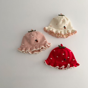 【BH033】韓版甜美花邊保暖毛線帽(4色)