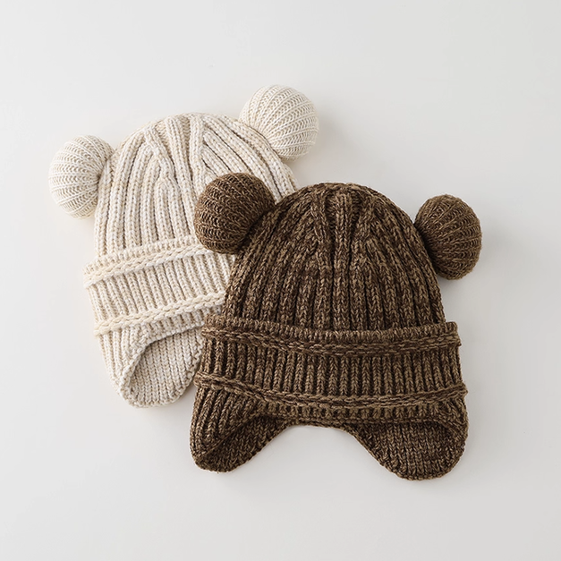 【BH041】韓版超萌小熊針織毛線帽(4色)