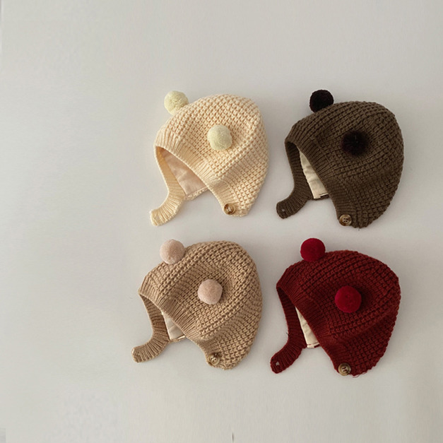 【BH052】韓系熊熊耳朵針織毛線帽(5色)