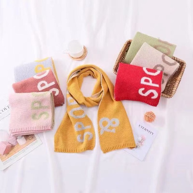 【SC012】兒童｜韓版數字純色保暖圍巾(7色)