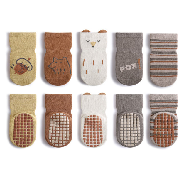 【SB211】童襪｜日系小狐狸加厚防滑中筒襪(5雙1組)