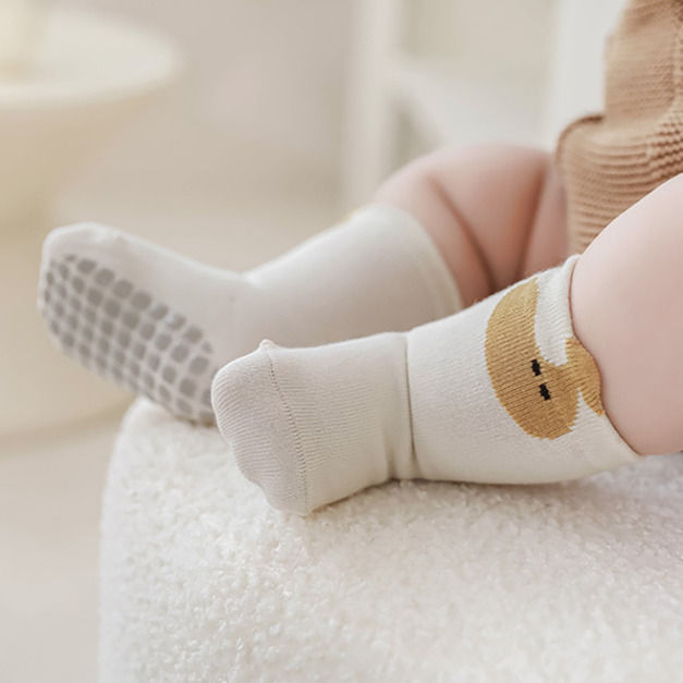 【SB212】童襪｜日系花朵熊熊透氣防滑中筒襪(5雙1組)