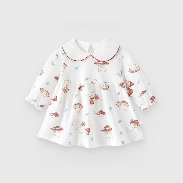 【BG919】日系小蘑菇純棉長袖洋裝(1色)