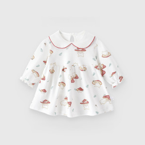 【BG919】日系小蘑菇純棉長袖洋裝(1色)