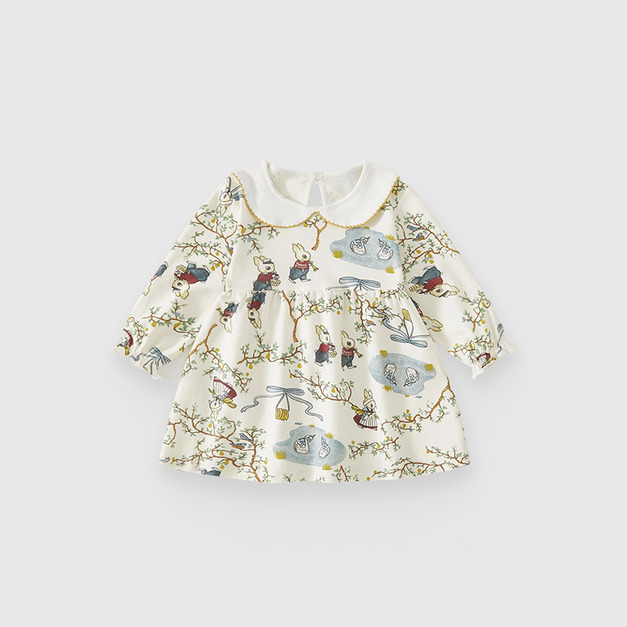 【BG923】日系梨子園兔兔純棉長袖洋裝(1色)