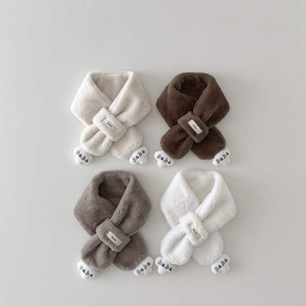 【SC015】兒童｜韓版雲朵刺繡交叉保暖圍巾(6色)