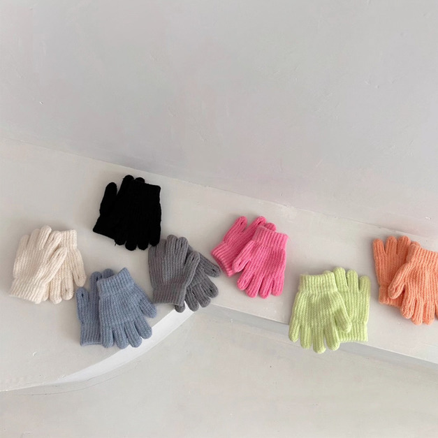 【BL015】兒童｜韓版女團螢光加厚保暖手套(五指)(8色)