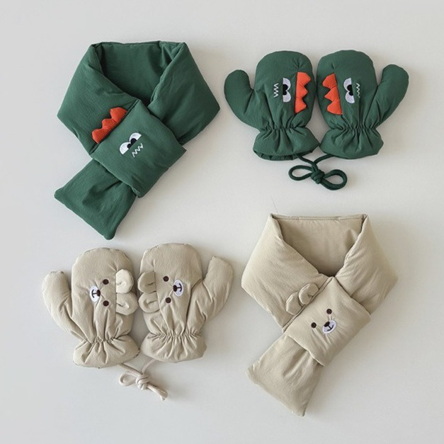 【SC021】兒童｜韓版搞怪動物交叉保暖圍巾(3色)