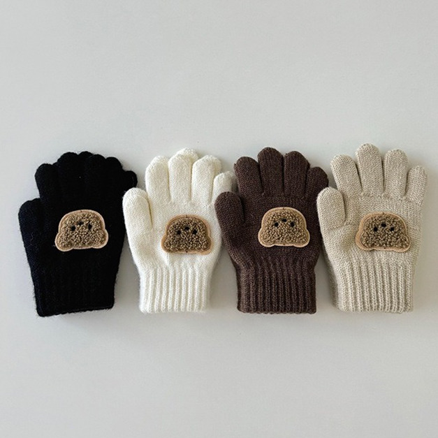 【BL006】兒童｜韓版毛茸茸熊熊加厚保暖手套(五指)(6色)
