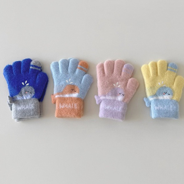 【BL011】兒童｜韓版小鯨魚加厚保暖手套(五指)(4色)