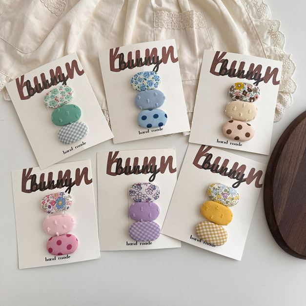 【BP071】韓系碎花清新布不傷髮寶寶髮夾(三件組)(6款)