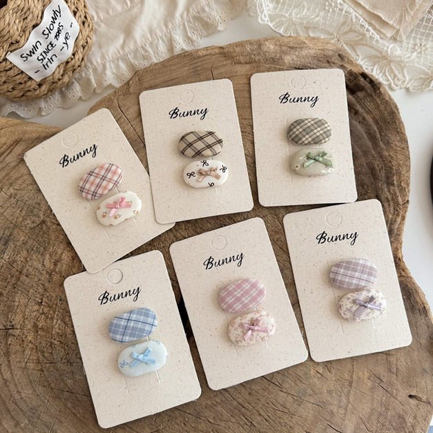 【BP070】韓系清新格紋布不傷髮寶寶瀏海髮夾(二件組)(6款)