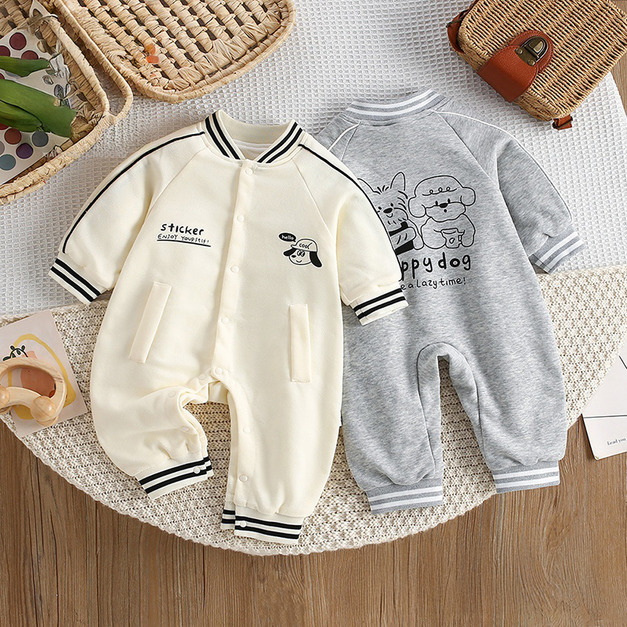 【【BA907】美式酷狗狗長袖包屁衣(2色)