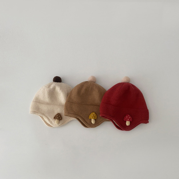 【BH060】韓版小蘑菇精靈護耳毛線帽(3色)