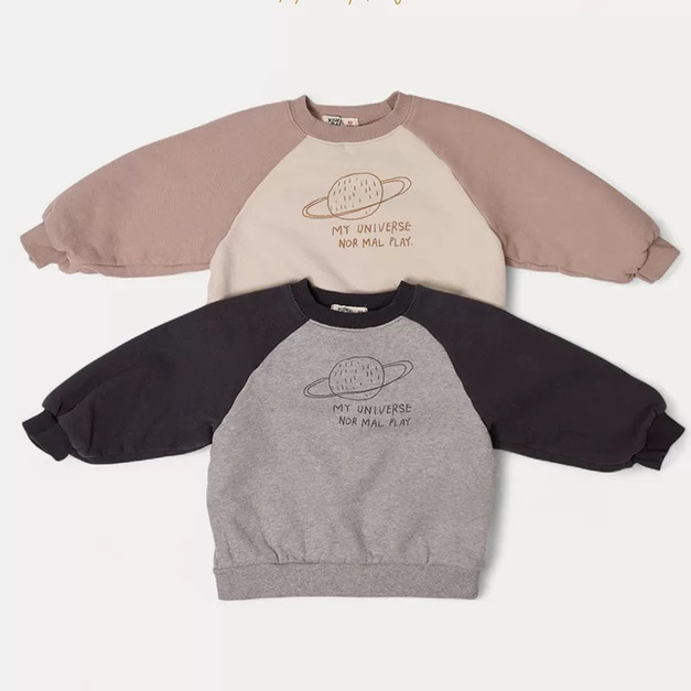 【BU261】韓版寬鬆小星球抓絨保暖長袖上衣(2色)