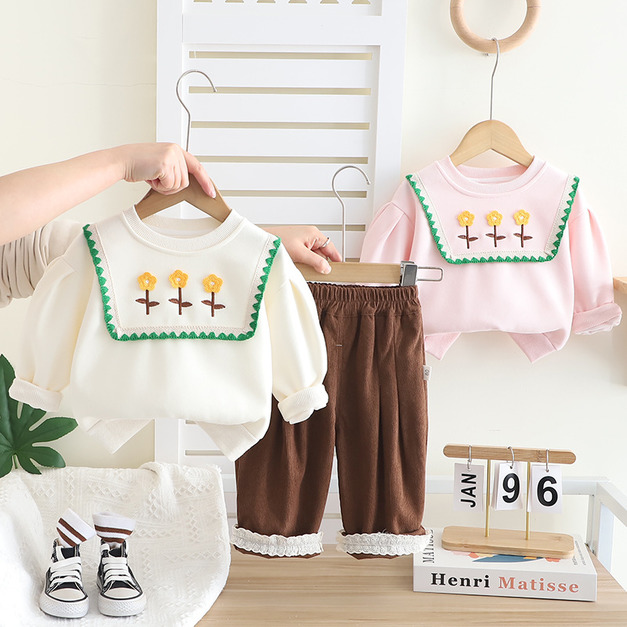 【BE251】小花園清新長袖長褲套裝(2色)