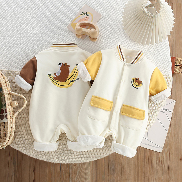 【BA951】韓系口袋熊長袖連身衣(2色)