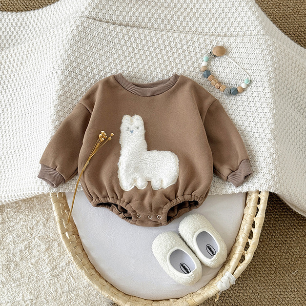 【BA962】快樂羊駝長袖包屁衣(2色)