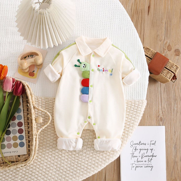 【BA952】韓系繽紛毛毛蟲長袖連身衣(1色)