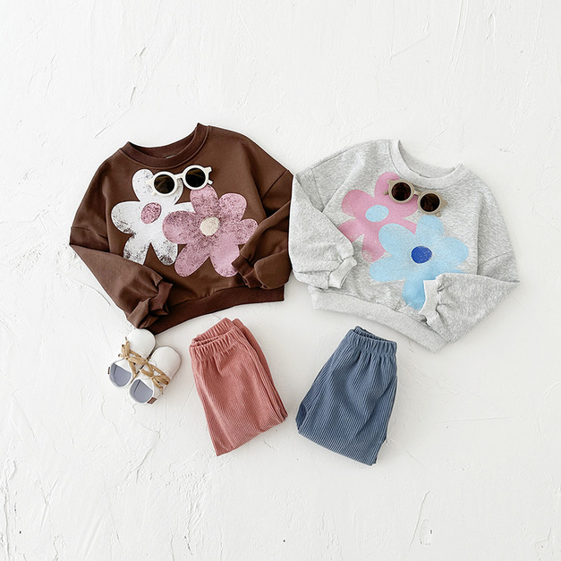 【BE261】日系花朵印花長袖長褲套裝(2色)