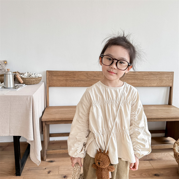 【BU273】日系棉麻皺摺長袖上衣(2色)