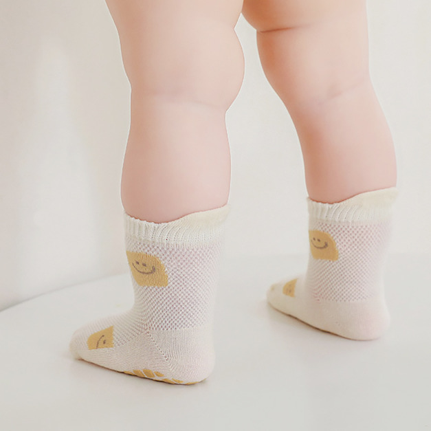 【SB224】童襪｜日系笑臉小動物透氣網眼防滑中筒襪(5雙1組)