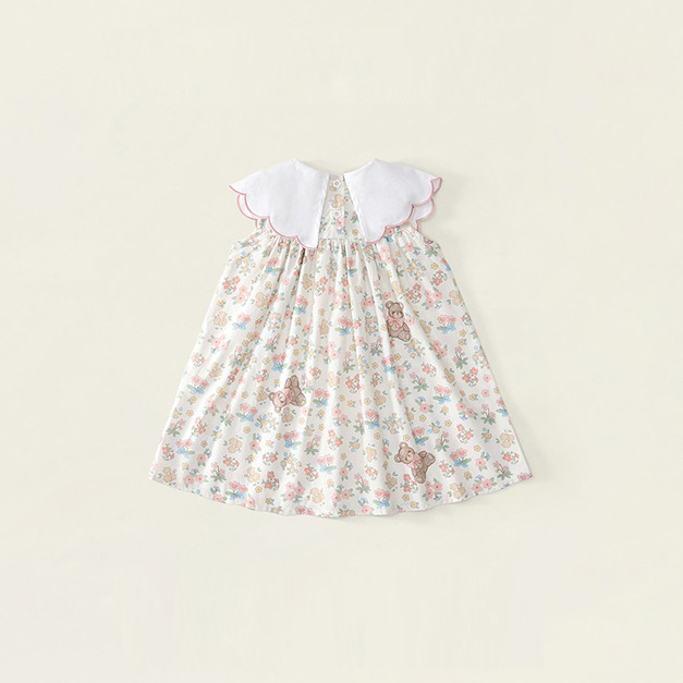 【BG940】日系碎花小熊無袖洋裝(1色)