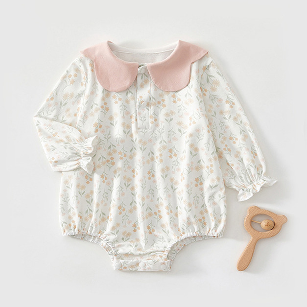 【BA994】日系向日花蕾長袖包屁衣(1色)