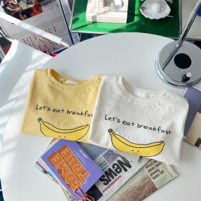 【BU279】韓版香蕉印花短袖上衣(2色)