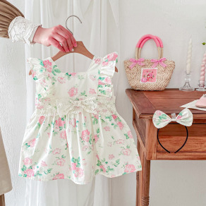 【BSG149】韓版蕾絲玫瑰花無袖洋裝(送髮箍)(1色)