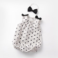 【BA1010】日系點點蝴蝶結無袖包屁衣(附髮帶)(1色)