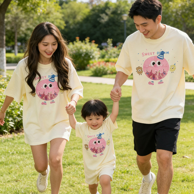 【F066】日系繽紛糖果人全家福親子短袖上衣(2色)