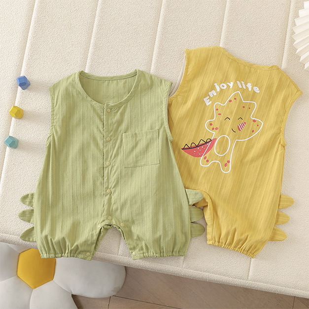 【BA1020】日系立體恐龍無袖包屁衣(2色)