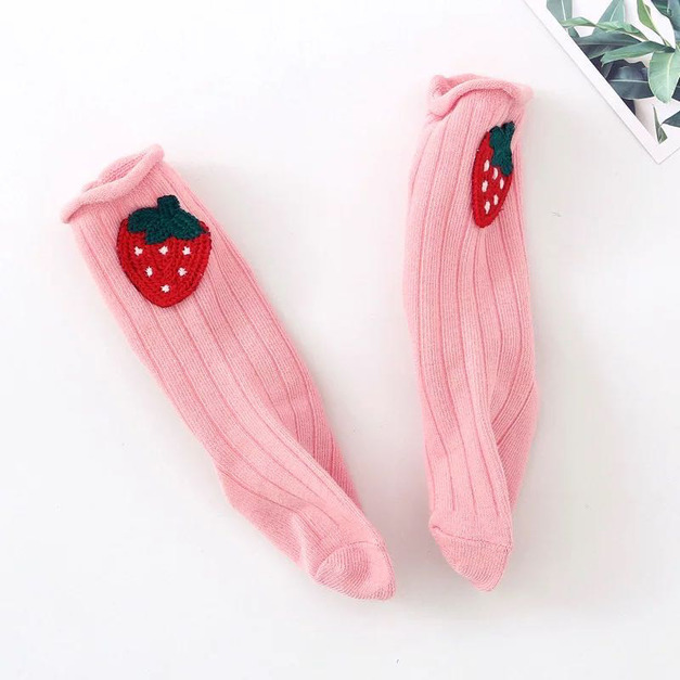 【SB225】童襪｜韓式立體草莓中筒襪(1色)