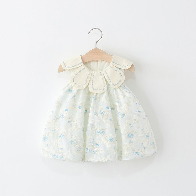 【BG955】日系花瓣領刺繡澎澎洋裝(1色)