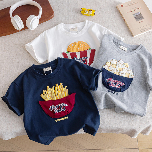 【BU307】韓版立體快樂食物短袖上衣(3色)