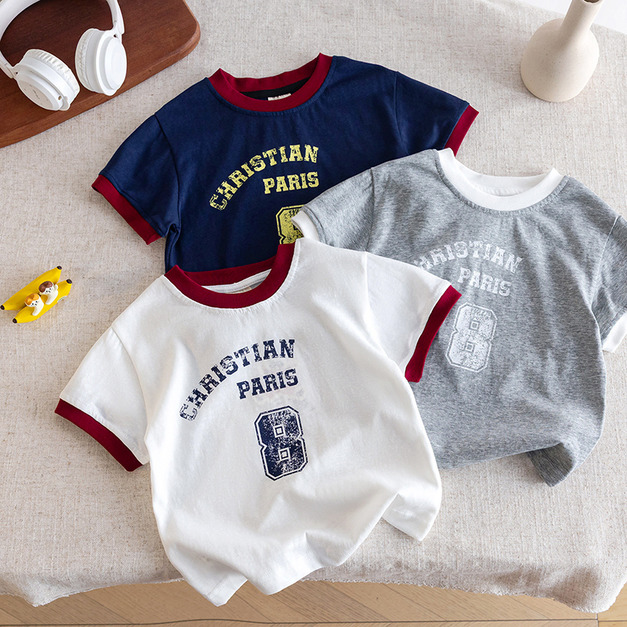 【BU310】美式刷舊幸運8短袖上衣(3色)