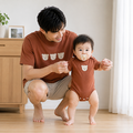 【F036】日系大頭熊全家福親子短袖上衣(3色)_3