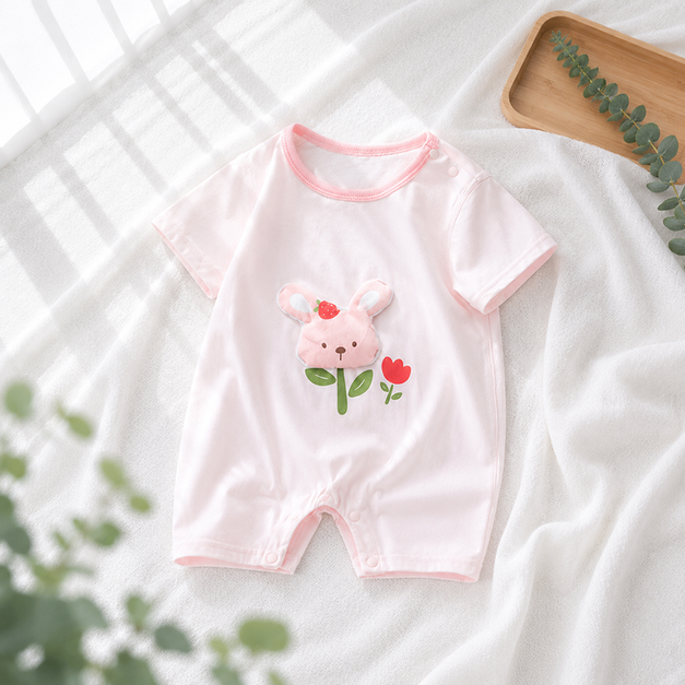 【BA1044】莫代爾魔法啾啾短袖連身衣(小花兔兔款)(1色)