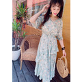 Long Floral V Neck Dress