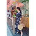 Long Floral V Neck Dress_2