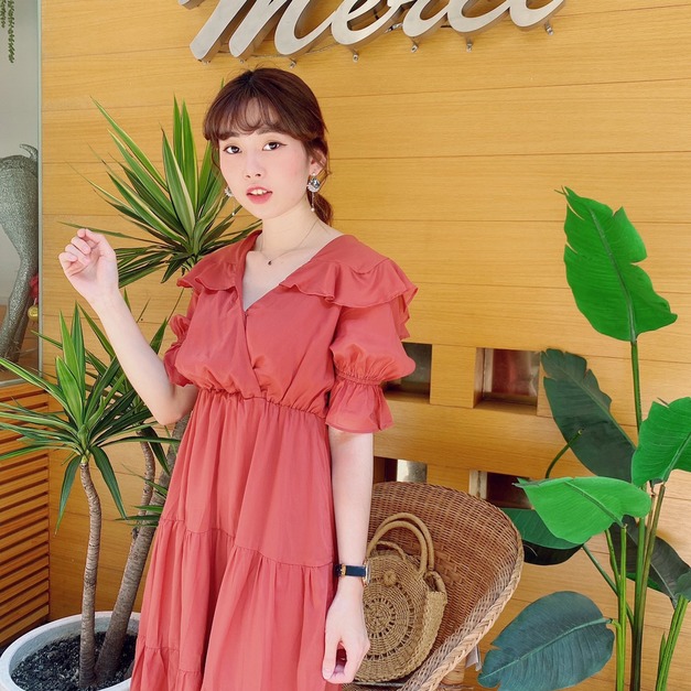 Puffy Sleeve Long Dress